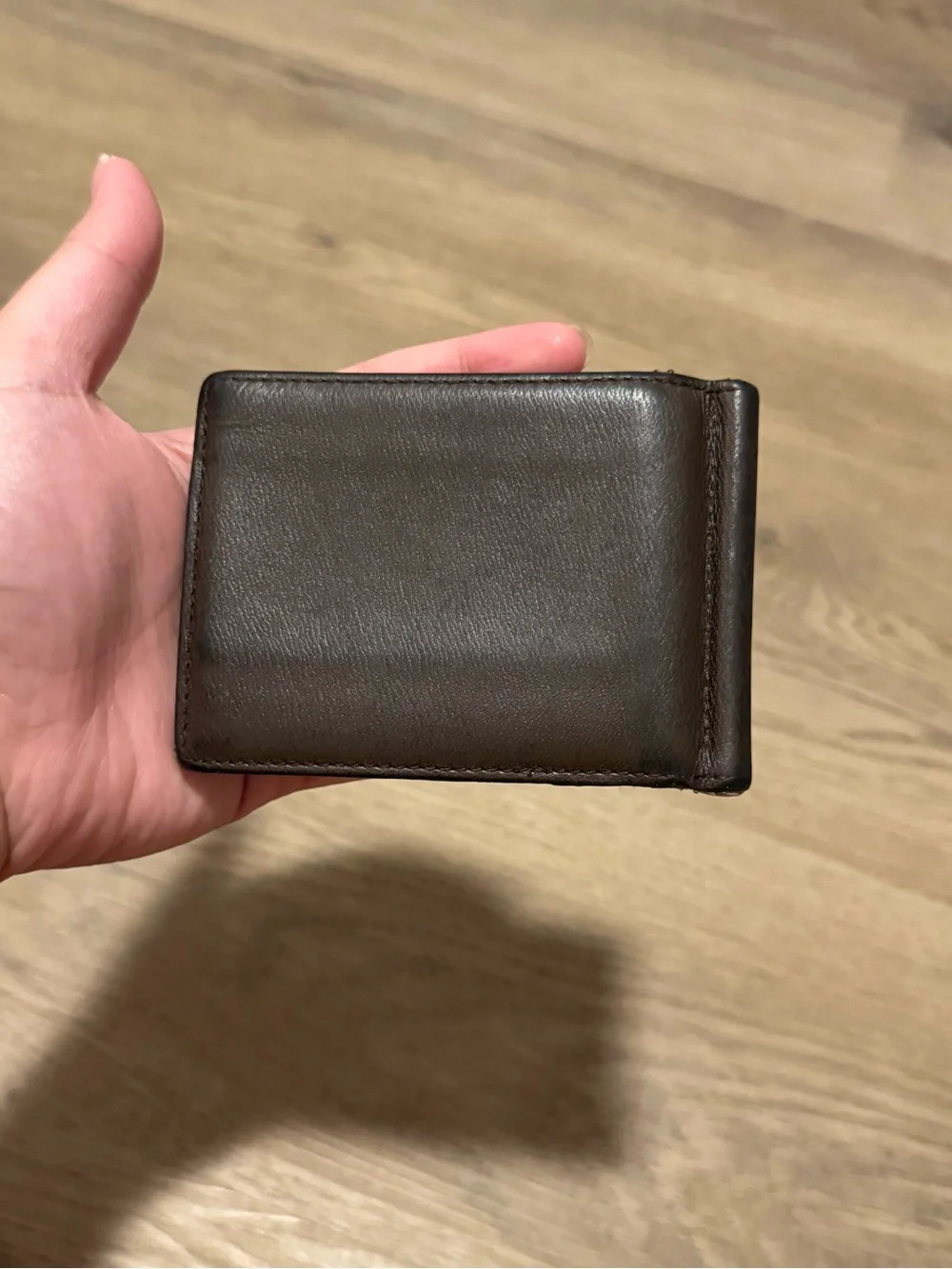 MCM Brown Leather Bifold Money Clip Wallet ID Card Holder